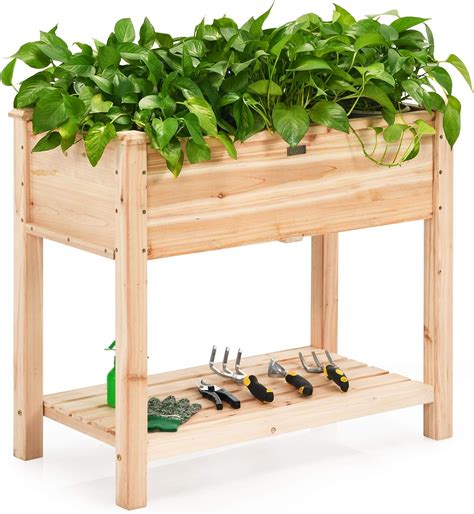 wooden planter box with metal stand|lowe's raised planter boxes.